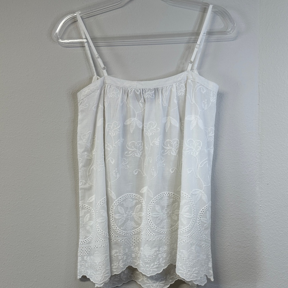 Bob Timberlake Elegant White Embroidered Floral Cotton Camisole Size M - Picture 4 of 5